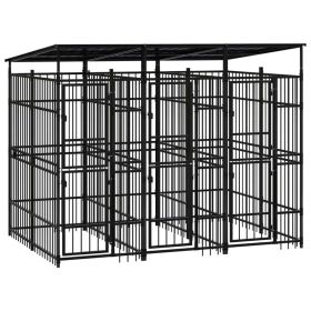 Outdoor Dog Kennel with Roof Steel 59.5 ftÂ²