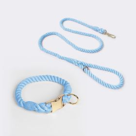 Weaving Gradient Colored Cotton Rope Pet Collar (Option: Sky Blue-L)