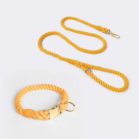 Weaving Gradient Colored Cotton Rope Pet Collar (Option: Honey Orange-XL)