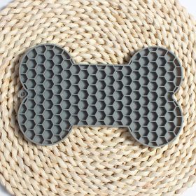 Bone Silicone Licking Dog Slow Food Mat (Option: Gray)