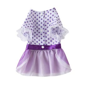 Dog Clothes Pet Polka Dot Breathable Princess Tulle Skirt (Option: Purple-M)