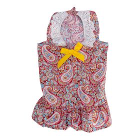 Cute Pet Skirt Bow Thin Dog Clothes (Option: Red Paisley-S)