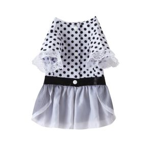 Dog Clothes Pet Polka Dot Breathable Princess Tulle Skirt (Option: Black-M)