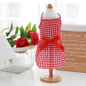 Thin PET Skirt Cat Sling Polka Dot Skirt Dog Clothes (Option: Red Plaid-S)