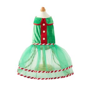 Pet Green Gauze Skirt Hat Suit Cute Dog Holiday Clothing (Option: Skirt-M)