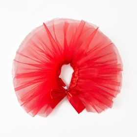 Pet TUTU Gauze Skirt Bright Silk Yarn Dog Strap Skirt (Option: Red-M)