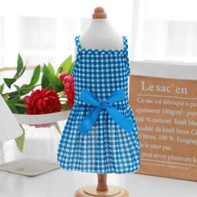 Thin PET Skirt Cat Sling Polka Dot Skirt Dog Clothes (Option: Blue Plaid-S)