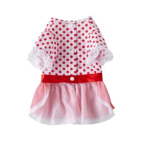 Dog Clothes Pet Polka Dot Breathable Princess Tulle Skirt (Option: Red-S)