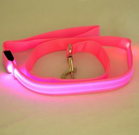 LED Luminous Traction Belt Dog Leash (Option: Pink-Battery Type Sling)