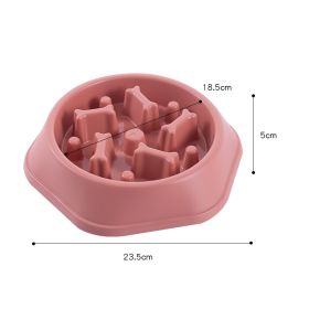 Pet Dog Bowl Dog Slow Feeder Bowl Puppy Cat Slow Eating Dish Bowl Anti-Gulping Food Plate Feeding Dog Cat Food Bowl Pet Supplies (Color: Pink)