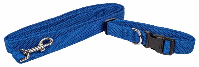 Pet Life 'Aero Mesh' 2-In-1 Dual Sided Comfortable And Breathable Adjustable Mesh Dog Leash-Collar (Color: Blue)