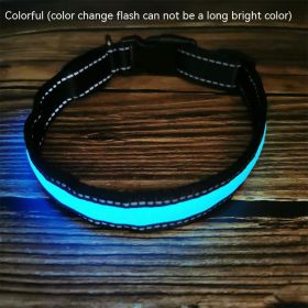 LED Luminous Dog Collar Highlight Reflective Leather Reflective Stripe Ribbon (Option: Colorful-M)