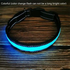 LED Luminous Dog Collar Highlight Reflective Leather Reflective Stripe Ribbon (Option: Colorful-XS)