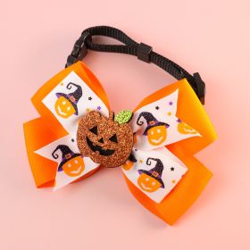 Pet Cat Dog Pumpkin Bow Tie Big Bell Decorations (Option: Orange-XS15to22cm)