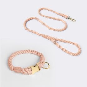 Weaving Gradient Colored Cotton Rope Pet Collar (Option: Skin Pink-XL)