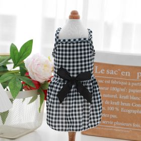 Thin PET Skirt Cat Sling Polka Dot Skirt Dog Clothes (Option: Black And White Plaid-M)