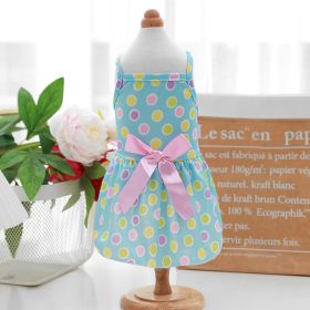 Thin PET Skirt Cat Sling Polka Dot Skirt Dog Clothes (Option: Blue-M)