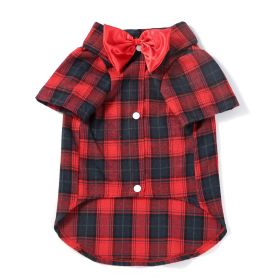 Pet Clothes Small And Medium-sized Dogs Plaid Shirt (Option: Red Bow Tie Male-L)