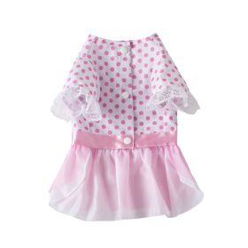 Dog Clothes Pet Polka Dot Breathable Princess Tulle Skirt (Option: Pink-XXL)