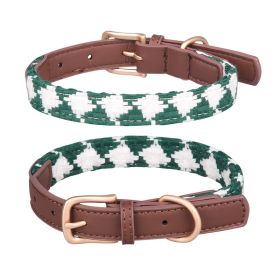 Soft Woven Prismatic Plaid Dog Collar (Option: Green-S)