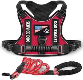 Shock Absorption Comfortable Night Vision Reflective Pet Harness Dog Vest Traction Chest Strap (Option: Red With Rope-XL)