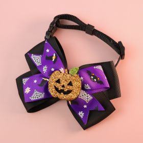 Pet Cat Dog Pumpkin Bow Tie Big Bell Decorations (Option: Black-L34to56cm)