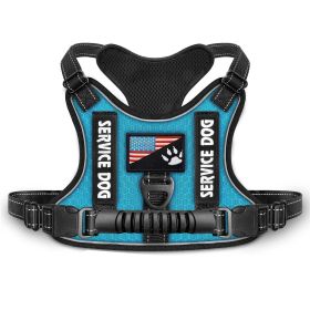 Shock Absorption Comfortable Night Vision Reflective Pet Harness Dog Vest Traction Chest Strap (Option: Blue-XL)