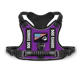 Shock Absorption Comfortable Night Vision Reflective Pet Harness Dog Vest Traction Chest Strap (Option: Purple-XL)