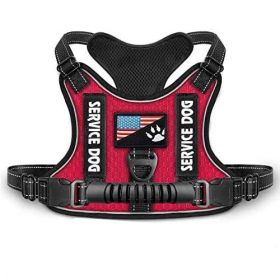 Shock Absorption Comfortable Night Vision Reflective Pet Harness Dog Vest Traction Chest Strap (Option: Red-XL)